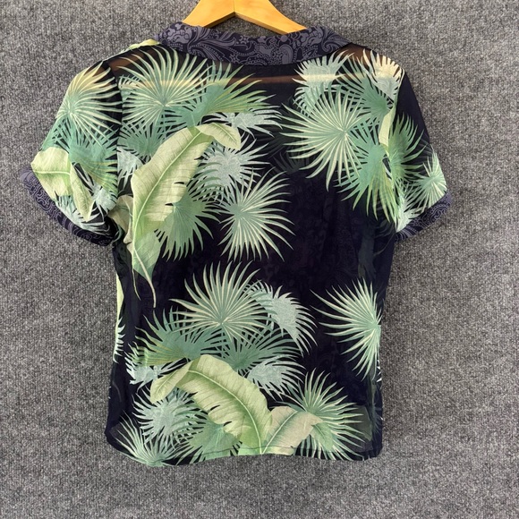 Tommy Bahama Womens Silk Button Up Top Size Small Attached Tank Tropical Palm - Picture 2 of 7
